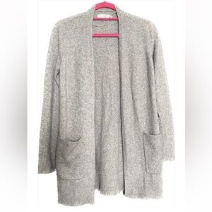 LOFT- longline open front cardigan sweater relaxed fit cozy soft S grey gray